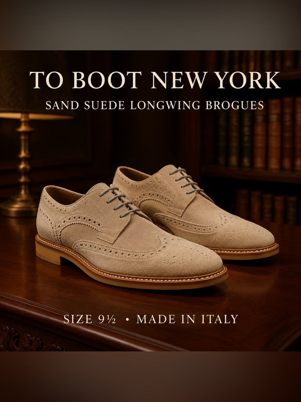 To Boot Sand Suede Longwing Brogues